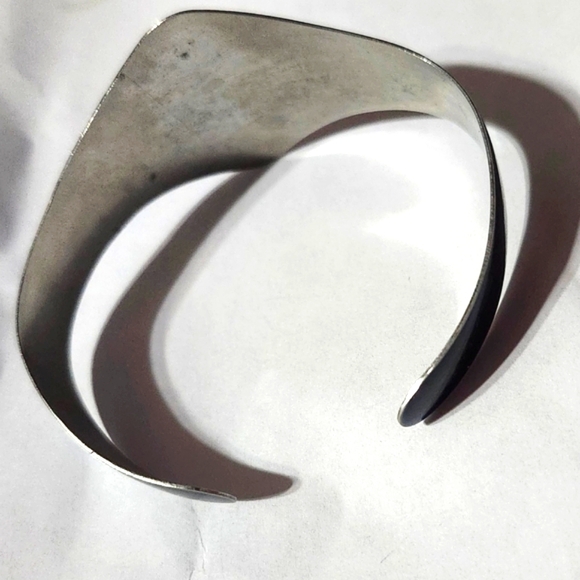 Vtg 1970s  Sheffield England  Enamel & Stainless Steel Cuff Bracelet - Picture 3 of 4